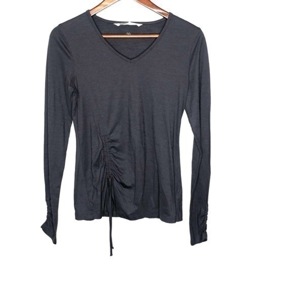 Athleta cinch front tie wool blend t-shirt v-neck